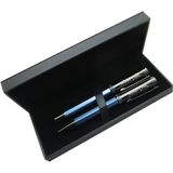Signator® M450 Titanyum Altıgen Mavi Kalem Seti - Roller Kalem + Tükenmez Kalem | Isme Özel Kalem | Hediyelik Kalem