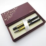 Signator® S219 Ahşap Eskitme Sedefli Roller Kalem + Tükenmez Kalem Seti İsme Özel Kalem Hediyelik Kalem