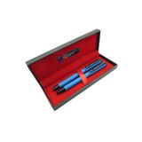 Signator® T404 Mavi Kalem Seti - Roller Kalem + Tükenmez Kalem İsme Özel Kalem Hediyelik Kalem