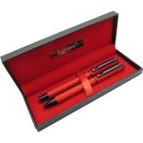 Signator® T405 Kırmızı Kalem Seti - Roller Kalem + Tükenmez Kalem İsme Özel Kalem Hediyelik Kalem