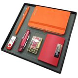 Signator Volcan Kartvizitlik, 32 GB USB Bellek + Çakmak + Not Defteri + Fonksiyonlu Çakı + Kalem + El Aynası, Kişiye Özel Hediye Seti, Turuncu-Kırmızı