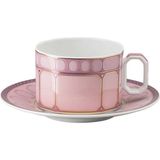 Signum Rose Porselen Çay Fincanı ve Tabağı - Pembe - Standart