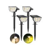 SIGRILL Güneş Enerjili Spot Işıklar, IP67 Su Geçirmez Bahçe Aydınlatması, 68 LED, 4 Parça, 3 Parlaklık Modu