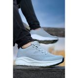 SİHİRLİ AYAKKABI +7 CM Boy Uzatan Gizli Topuk Gri Triko Örme Rahat Erkek Spor Ayakkabı