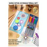 Sihirli Cetvel 1 Adet Ve Pensan Triball Tükenmez Kalem 8 Li 1 Paket Plastik Sihirli Daire Cetvel Desen Şablon Çizim Okul