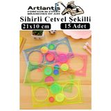 Sihirli Cetvel 15 Adet Plastik Sihirli Daire Cetvel Desen Şablon Çizim Okul Karne Hediye
