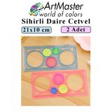Sihirli Cetvel 2 Adet Plastik Sihirli Daire Cetvel Desen Şablon Çizim Sınıf Okul Karne Hediye