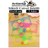 Sihirli Cetvel 5 Adet Plastik Sihirli Daire Cetvel Desen Şablon Çizim Okul Karne Hediye