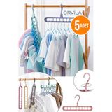 Sihirli Elbise Askısı 9 Gözlü Akıllı Askı Sihirli Askılık - 5 Adet - Çok Renkli