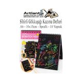 Sihirli Gökkuşağı Kazıma Defteri A6 10x15 Cm 1 Paket 10 Sayfa Scratch Note Spralli Siyah Sihirli Resim Defteri Siyah