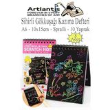 Sihirli Gökkuşağı Kazıma Defteri A6 10x15 cm 3 Paket 10 Sayfa Scratch Note Spralli Siyah Sihirli Resim Defteri