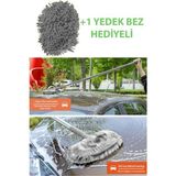Sihirli Mop Araba Yıkama Fırçası Mikrofiber Bezli Teleskopik Saplı +1 Yedek Bez Hediyeli - Gri