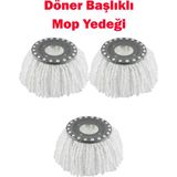 Sihirli Mop Döner Başlıklı Mop Yedeği Yedek Paspas 3 Adet - Beyaz
