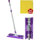 Sihirli Mop Istediğin Bezi Tak Kullan Teleskopik Saplı 1 Yedek Bez + Toz Bezi - Mor