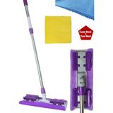 Sihirli Mop Istediğin Bezi Tak Kullan Teleskopik Saplı 1 Yedek Bez + Toz Bezi ve Cam Bezi - Mor