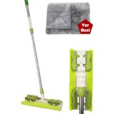 Sihirli Mop Istediğin Bezi Tak Kullan Teleskopik Saplı 1 Yedek Bez + Yer Bezi - Yeşil