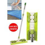 Sihirli Mop Istediğin Bezi Tak Kullan Teleskopik Saplı + Yedek Bez + Cam Bezi - Yeşil