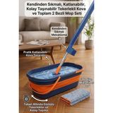 Sihirli Mop Kendinden Sıkmalı Mop Seti 1 Yedek Bez Tekerlekli Kovalı Kolay Taşınabilir Mop