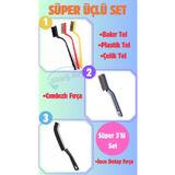 SİHİRLİ MOP Süper 3'lü Set Detay Fırçası İnce Temizlik Fırçası Cımbızlı Fırça Set