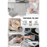 Sihirli Mop Tel Bez Çift Taraflı Telli Bez Bulaşık Bezi Ocak Bezi Inox Zor Kir Bezi 3 Adet