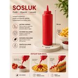 Sihome 330 ml Sosluk Yağdanlık Ketçap Mayonez Çikolata Sos Şişesi Akıtmaz Uçlu - Kırmızı