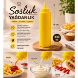 Sihome 330 ml Sosluk Yağdanlık Ketçap Mayonez Çikolata Sos Şişesi Akıtmaz Uçlu - Sarı