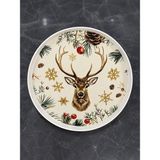 Sihome Dekoratif Desenli Yuvarlak Sunum Tepsisi 22 cm - Geyik Desenli