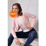 Şiir Hummer Kadın Yumuşak Dokulu Jakarlı Penye Reglan Uzun Kollu Oval Etek Kısa Hırka & Bolero - Somon