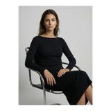 Şiir Jerdev Kadın Soft Touch Slim Fit Kayık Yaka Uzun Kollu Bluz & Top - Siyah