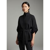 Şiir Origami Kadın Ottoman Desen Geo Reglan Kollu Hakim Yakalı Pile Detaylı Mont & Ceket & Kaban - Siyah - L - XL