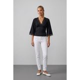 Şiir QUIT Slim Fit Bele Oturan V Yaka Dantel Detaylı Volan Kollu Kadın Bluz & Top & Tshirt - Siyah