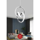 Şık 3 Renk Kumandalı Krom LED Avize, Ev ve Iş Yerleri Için Modern Tasarım - Ahşap - Bej - Seçenek 1