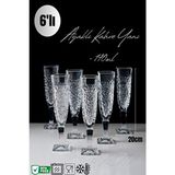 şık 6'lı ayaklı su bardağı, 155ml, kahve yanı, bej renkli set - 155 ml
