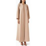 Şık Abaya Takımı Ince Aksesuarlarla Kaplama Abiye Elbise ve Şapka - Bej - XL