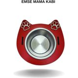 Şık Ahşap Çelik Kedi Köpek Mama ve Su Kabı Kırmızı - Seçenek 1