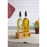 Şık Ahşap Standlı 2’li Yağdanlık ve Sirkelik Seti, 500 ml - Seçenek 1