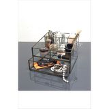 Şık Antik Bronz Melis Serisi Çok Bölmeli Makyaj Organizer (25X25X19 Cm) - Altın