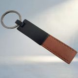 Şık Deri Metal Anahtarlık Taba Renk