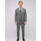 Şık Erkek 3 Parça Slim Fit Takım Elbise - Yelekli Klasik & Modern Tasarım - Çift Yırtmaçlı Ceket, Pantolon ve Yelek Kombini (Antrasit, 52)