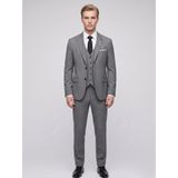Şık Erkek 3 Parça Slim Fit Takım Elbise - Yelekli Klasik & Modern Tasarım - Çift Yırtmaçlı Ceket, Pantolon ve Yelek Kombini (Antrasit, 64)