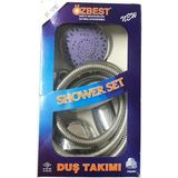 Şık Inox Duş Stil Başlığı Takımı, Spiral Hortumlu, Parmak Izi Bırakmaz Özellikli - Seçenek 1