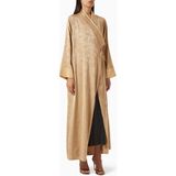 Şık Ipek Kapatma Abaya Modern Kadınlar Için Zarafet ve Kültürel Zenginlik Sunuyor - Açık Kahverengi - 55