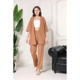 Şık - Kimono Hırkalı Bürümcük Takım Oversize Düşük Kol M - 6xl - Camel