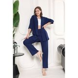 Şık - Kimono Hırkalı Bürümcük Takım Oversize Düşük Kol M - 6xl - Lacivert - 2XL