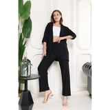 Şık - Kimono Hırkalı Bürümcük Takım Oversize Düşük Kol M - 6xl - Siyah - 2XL