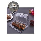 Şık Kristal Kek Fanusu Tutma Saplı 28 cm x 18 cm | İkramlık Sunumluk (Dikdörtgen)