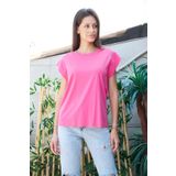 Şık Likralı Span Kumaş Kolsuz Geniş Sıfır Yaka Düşük Omuzlu Basic Tshirt Bluz-Fujya