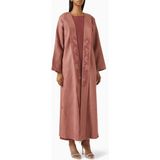 Şık Nakışlı Lohusa Abaya Seti ile Polished Gecenin Zarif Tarzı - Pembe - 56
