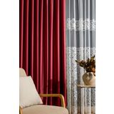 Sık Pileli Bordo Rengi Blackout Karartma Kumaştan Fon Perde 1X3 V16 Tek Kanat blackoutsk, 140 x 280