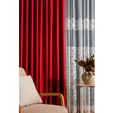 Sık Pileli Kırmızı Rengi Blackout Karartma Kumaştan Fon Perde 1X3 V636 Tek Kanat blackoutsk, 150 x 250